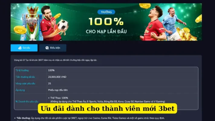 Ưu đãi dành cho thành viên mới 3bet