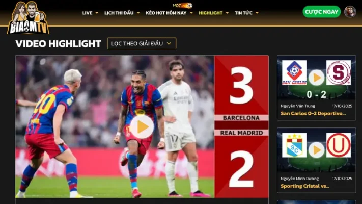 Video highlight và sự kiện đặc biệt